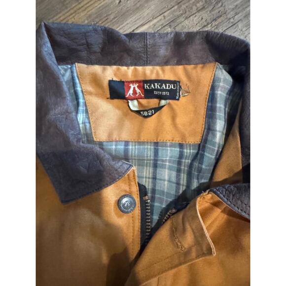 Kakadu Traders Australia Jacket Leather  Trim Tan Mens Canvas Bomber L/XL - Picture 4 of 9